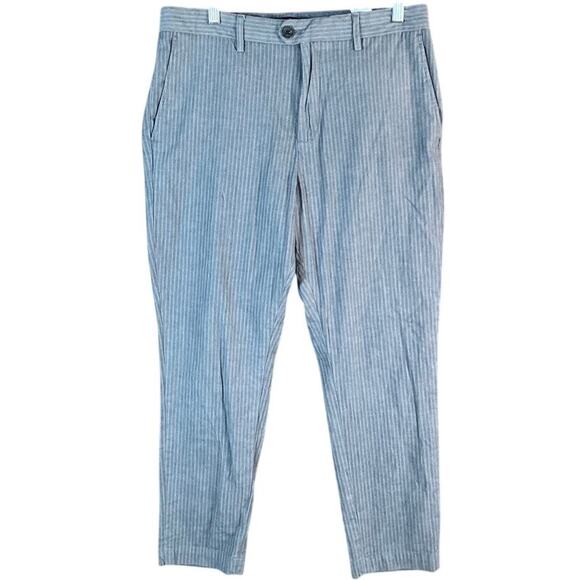 Banana Republic Mens Pants Blue Pinstripe Slim Tapered Fit Stretch 32x30 - Picture 1 of 11